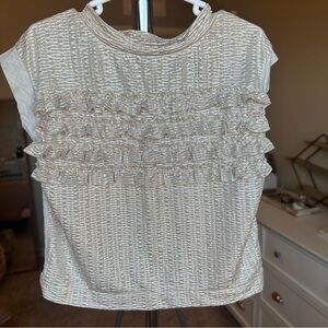 Crewcuts Beige Ruffled Short Sleeve Top